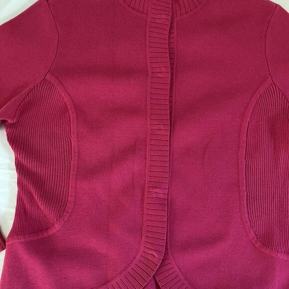 Women's Talbots Petites Cardigan Sweater Hidden Snap Up Pink SZ M 100% Cotton - Picture 9 of 12